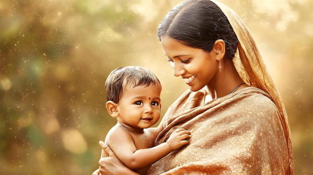 Indian mother and baby